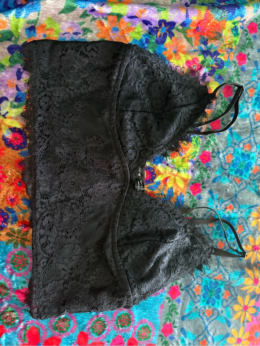 SHEIN Black Lace Crop Bralette Top